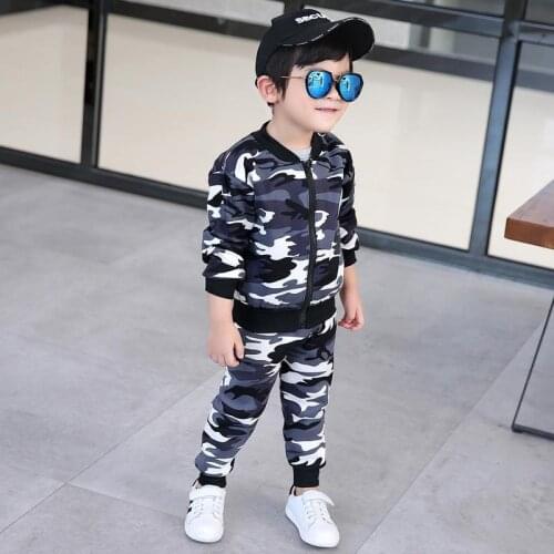 Spring Autumn Boys Girls Camouflage Tracksuit Clothes Set Kids Cardigan Trousers Sport Suit Children Disguise Clothing Sets