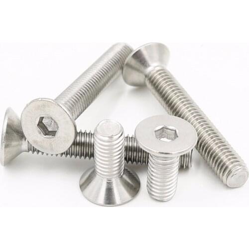 10PCS M6 Stainless Steel Flat Head Screw Countersunk Hex Socket Cap Bolt M6*50/55/60/65/70/75/80mm