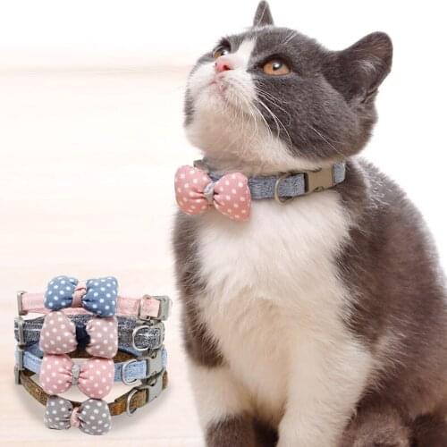 Polka dot bowknot cat collar Gentleman cotton-filled series cotton core-spun cat collar