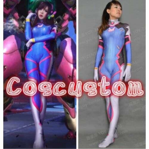 Coscustom High Quality OW D.Va Costume D Va Spandex Suit BodySuit Cosplay Costume