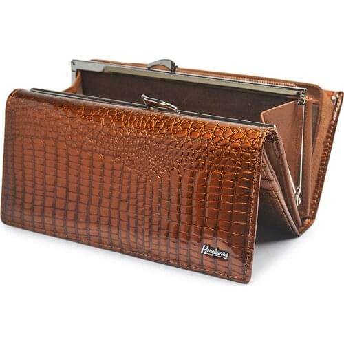 Women Wallets Genuine Leather Large Capacity Zipper Package Coin Purses Phone ID Card Holder Handbag Luxury Female Money Bag