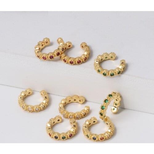 Hot Sale Boho Small Round Circle Earcuff Earrings Ear Cuffs Copper Flower CZ Crystal Clip On Earrings Wedding Gifts For Women