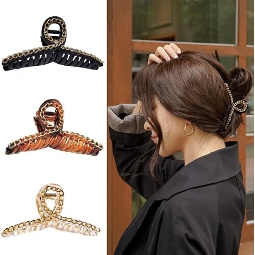 Women Hair Claws Hair Accessories Fashion Acrylic Jewelry Simple Geometric Hollow Hairpins Girls Hairgrip Headwear