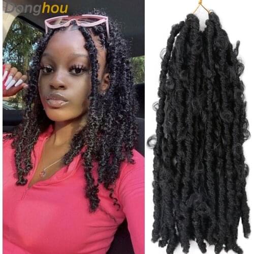 14 inches Butterfly Locks Crochet Hair Ombre Butterfly Distressed Locs Correct Hair 1b 27 30 Bug Easy Braiding Hair 1 3 6 7 9Pcs