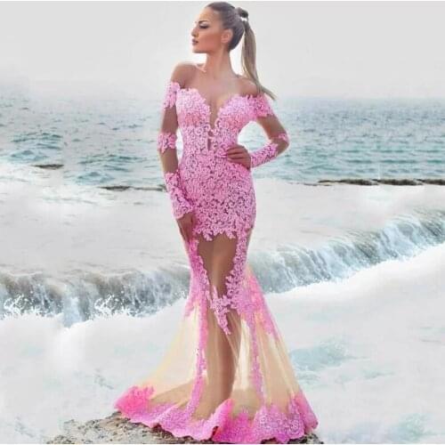 2021 Custom Made With Lace Appliques Formal Evening Gowns mariage Elegant V Neck robes de soirée Mermaid Evening Dresses