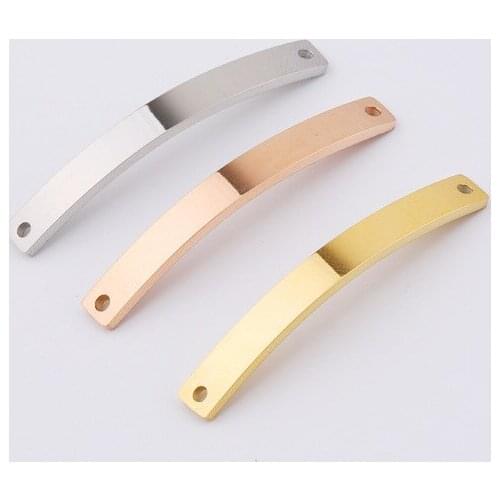 50pc 4*39mm Mirror Finish Stainless steel Blank Long Curved Bar Charm For Necklace DIY Women Handmade Jewelry Making