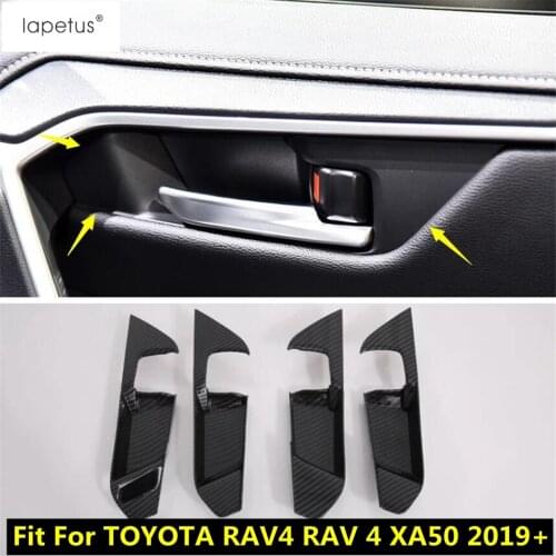 Lapetus Carbon Fiber Look Accessories For TOYOTA RAV4 RAV 4 XA50 2019 - 2021 ABS Inner Door Pull Doorknob Handle Bowl Cover Trim