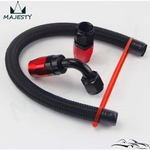 AN8 8-AN STEEL/NYLON NBRAIDED OIL/FUEL LINE HOSE+STRAIGHT+90 degree SWIVEL FITTING