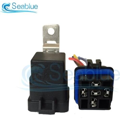 Waterproof Automotive Relay 12V 24V 4pin 5pin 4P 5P 40A Car Relay With Black Red Copper Terminal Auto Relay With Relay Socket
