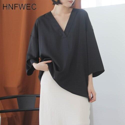 V-neck Shirt Women Spring and Summer New 2020 Cotton Ladies Blouses and Tops Temperament Casual Women Clothing V918