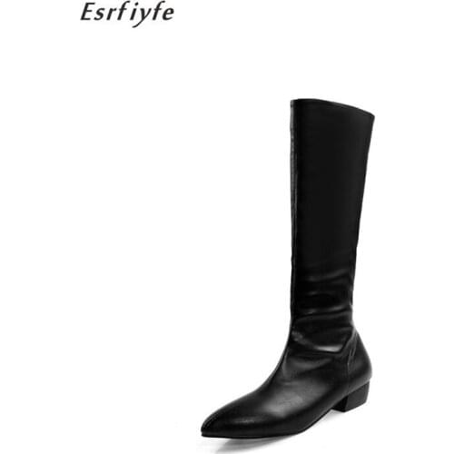 ESRFIYFE 2020 New Womans High Boots Shoes Fashion Women Knee High Boots Autumn Winter Bota Feminina Boots Large Size 34-48
