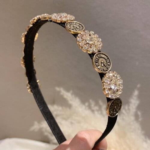 European American Fashion Simple Baroque Retro Rhinestone Headband Trend Personality Hairband Hairpin Ins Adult Hair Accessories