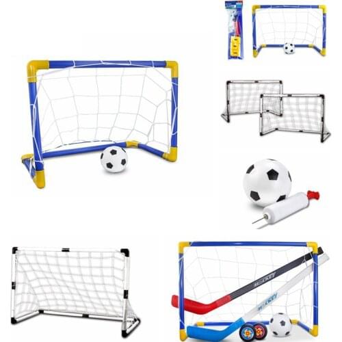 Hockey Goal Set Childrens Outdoor Plastic Football Door Ice Hockey Training Toys DIY Football Frame with Ball Team Sports