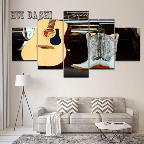 Canvas HD Print Painting Modular Pictures 5 Piece/Pcs Guitar Shoes Car Framework Wall Art Poster Modern Home Decor Living Room