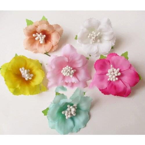 Artificial flowers head silk flowers side clip DIY decorative 2 layer smal