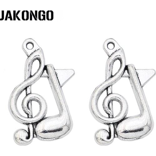JAKONGO Antique Silver Plated Music Sign Charms Pendant fit Jewelry Making Bracelet DIY Craft 21*13mm 20pcs/lot