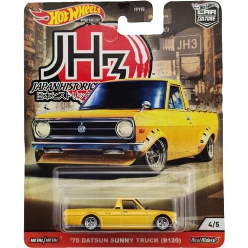 Hot Wheels 1/64 Car Culture Japan Historics 75 DATSUN SUNNY TRUCK B120 Collector Edition Real Riders Metal Diecast Model Car