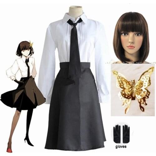 Anime Bungo Stray Dogs Yosano Akiko Cosplay Costume JK School Uniform Suit Akiko Yosano Women Halloween Costume Wig