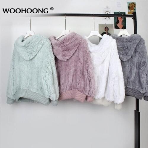 Autumn And Winter New Natural Rex Rabbit Woven Fur Jacket Womens Short Real Fur Jacket Ladies Hat Bat Version Korean Fashion