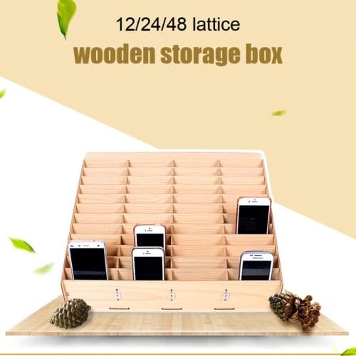 Multifunctional 12/24/48 Lattice Wooden Storage Box Mobile Phone Repair Tool Box Motherboard Accessories Storage Box