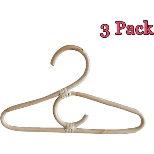 Fashion3Pcs Rattan Clothes Hanger Style Kids Garments Organizer Rack Children Hanger Kids Room Decoration Hanger for Clothes