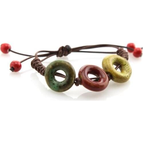Multi-Style Retro Ceramic Beads Bracelet For Women Hand Woven Couple Adjustable Bracelets Jewelry