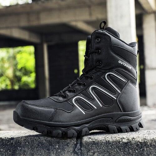Men Tactical Boots Hiking Shoes Durable Combat Botas Tacticas Outdoor Sports Training Military Boots Mens High Top Desert Shoes
