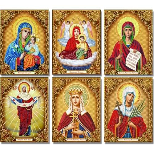 5d Diy Diamond Painting By Number Religion Icon Full Display Rhinestones Full Round Diamond Embroidery Cross Stitch Virgin Mary