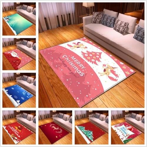 New Year Home Decor Carpets Merry Christmas Doormats Kitchen Dinning Room Fireplace Floor Mat 3D christmas Santa Claus Area Rugs