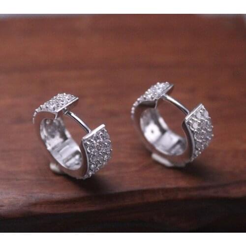 New Pure 925 Sterling Silver Earrings 17x17x6.5mm Mini Zircon Ear Drop For Woman