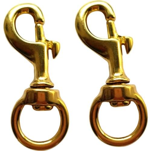 2 Pieces Solid Brass Single End Round Eye Ring Trigger Swivel Snap Clasp Hook Clip Mountaineering Accessories