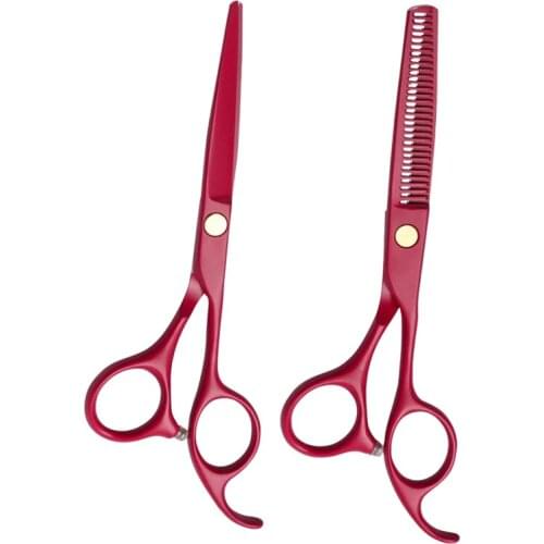 5.5 Inch Red Fashionable Hairdressing Janpanese Stainless Steel Hairdresser Salon Barber Hair Scissors