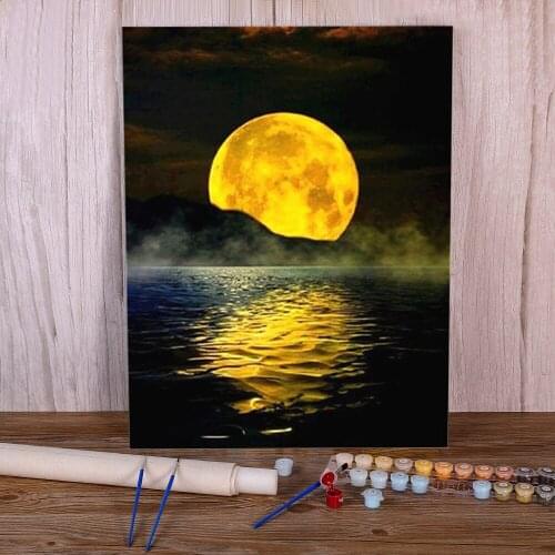 Landscape Moon Painting By Numbers Set Oil Paints 50*70 Paiting By Numbers Home Decoration For Children For Wholesale