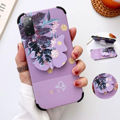 Fashion Flowers Silicon Soft Cases for samsung S20 FE A42 M31S M51 A21S Note 20 Ultra S20 Plus butterfly Holder Back phone Cover