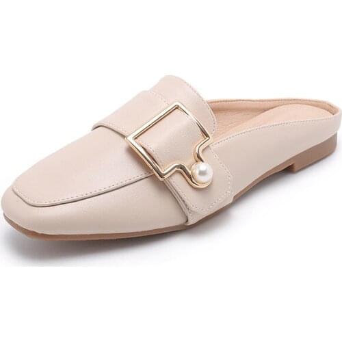 Bag Head and Half Slippers Women 2021 New No Heel Lazy Outside Wearing Slippers Fashion Flat-bottomed Large Size Womens Shoes