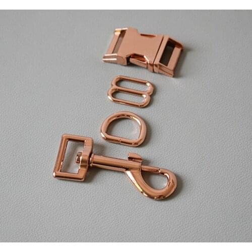 20 sets metal buckle 8 button D ring metal dog clasp 20mm webbing metal DIY pet collar strap bag belt accessory