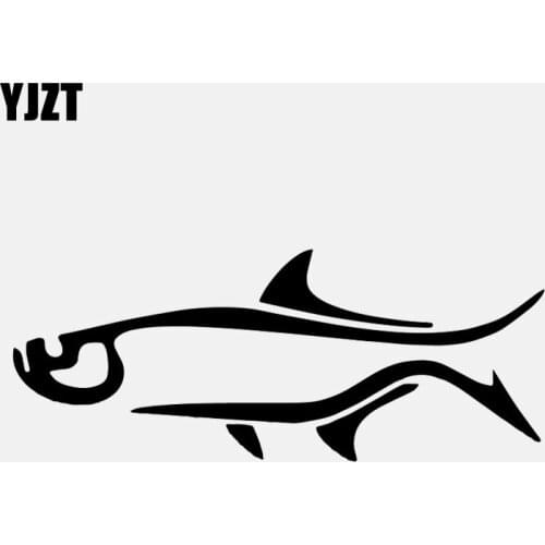 YJZT 17CM*6.8CM Tarpon Decal Vinyl Abstract Car Sticker Inshore Fish Offshore Black/Silver C24-0800