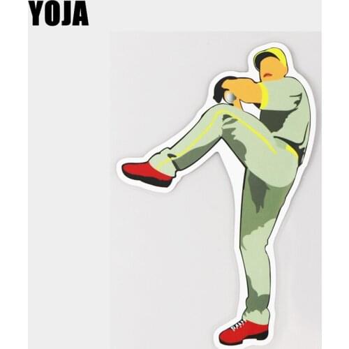 YOJA 10.8×17CM Handsome Man With Baseball Decorative Car Sticker Creative Sports Vinyl Decal DY5-017
