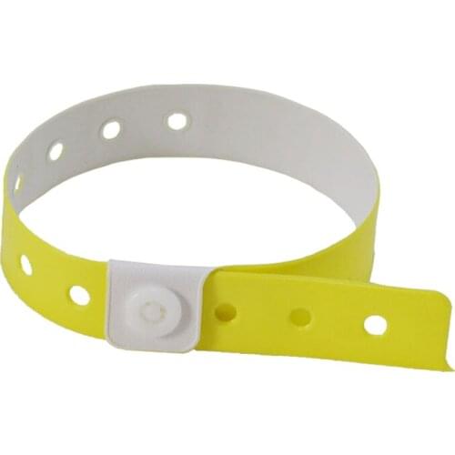 Yellow Plastic Wristbands - 100 Count More Sturdy Wristbands For Parties Events Identity Tag 16mm x 250mm