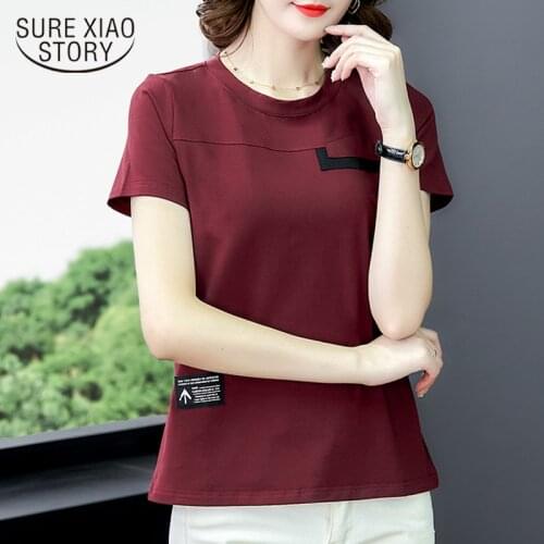 Plus Size Women Tees Summer 2020 Fashion Women Blouses Solid 4XL Female Blusas Ladies Tops Short Sleeve O-neck Clothes 8589 50