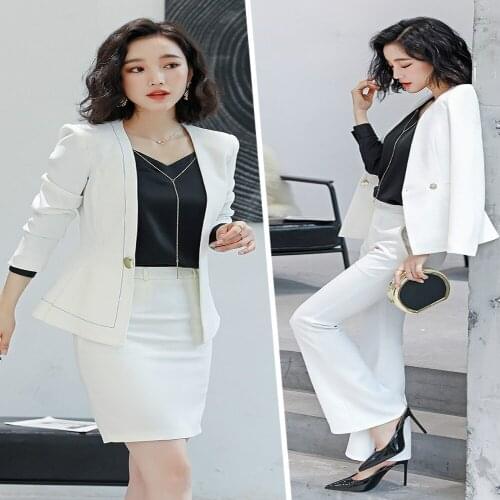 Womens 2 piece set newOLprofessional wear ladies suit suit office ladies overalls long-sleeved temperament suit pants two-piece