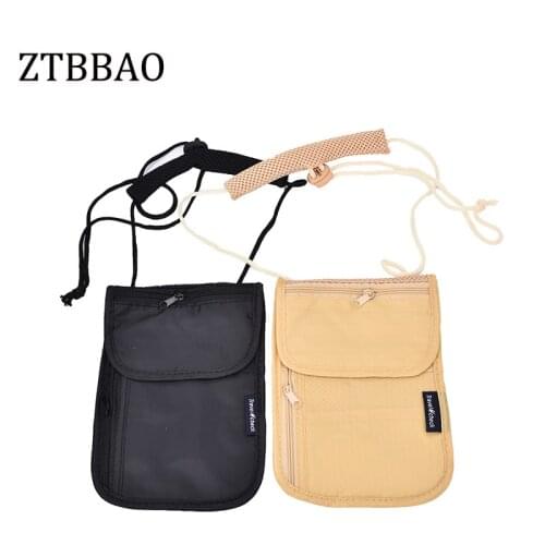 1pcs Unisex Money Purse Neck Purse Wallet Travel Storage Bag Money Coin Cards Passport Holder Neck Tickets Bag Pouch