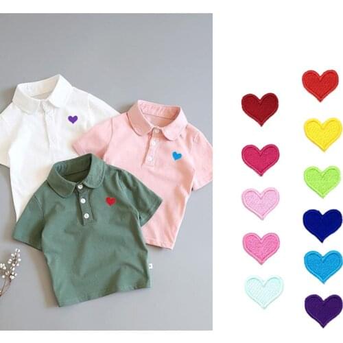 10Pcs DIY Accessories Love Heart Iron On Patch Clothes Stickers Sewing On Embroidered For Men Women Cloth Children T Shirt
