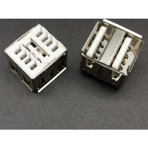 10pcs/lot 2.0USB female socket 180 degree Short body 10.5mm Double layer USB socket