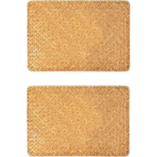 2 Pcs Straw Woven Placemat,Hand-Woven Rectangular Placemat,Rattan Woven Placemat,For Dining Table And Kitchen Table Mat-ABUX