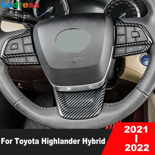 Car Interior Accessories For Toyota Highlander Hybrid 2021 2022 Carbon Fiber Style Steering Wheel Panel Cover Trim 3pcs/set