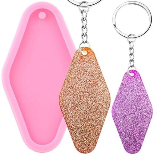 Shiny Glossy Luggage Bag Tag Keychain Silicone Mold DIY Craft Dog Tag Epoxy Resin Mold Pendant Necklace Jewelry Making Moulds