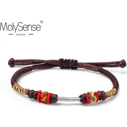MolySense Handmade Tibetan Buddhist Lucky Charm Tibetan Bracelets & Bangles For Women Men Handmade Knots Friendship Bracelet