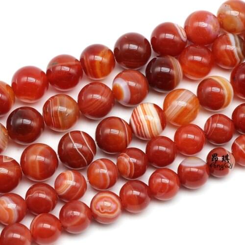 Natural red stripe carnelian onyx stone beads round loose beads for jewelry making charm bracelets 4/6/8/10/12mm pick size 15
