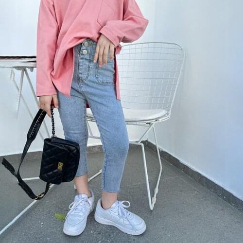 3 To 14 Years Kids and Teenage Girls Denim Pencil Pants 2021 Spring New Children Slim Jeans Cotton, #9435